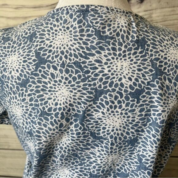 J. Crew Mercantile Blue & White Chambray Ruffle Faux Wrap Dress - Picture 9 of 11